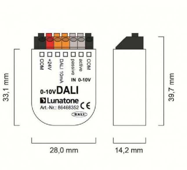 Lunatone 0-10V - DALI Konverter 10mA Min - 1-100% - 86468352-101