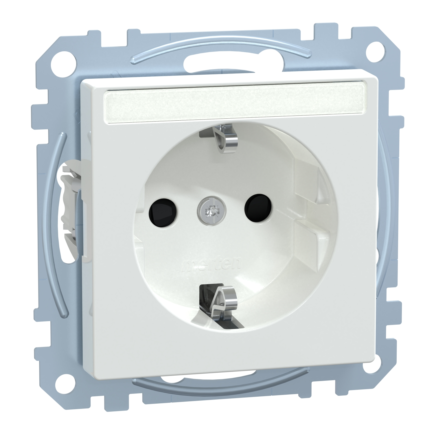 Merten SCHUKO-Steckdose aws/gl mit Schriftfeld MEG2302-0325
