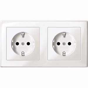 Merten SCHUKO-Steckdose pws/gl Doppel MEG2328-1419 - MEG2328-1419 günstig online kaufen