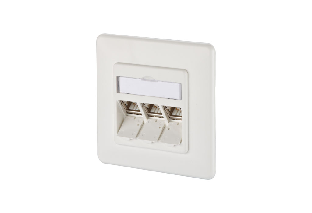 Metz Connect Anschlussdose, Cat.6A 3xRJ45,UP,rws TN E-DATmod-3UP-rws