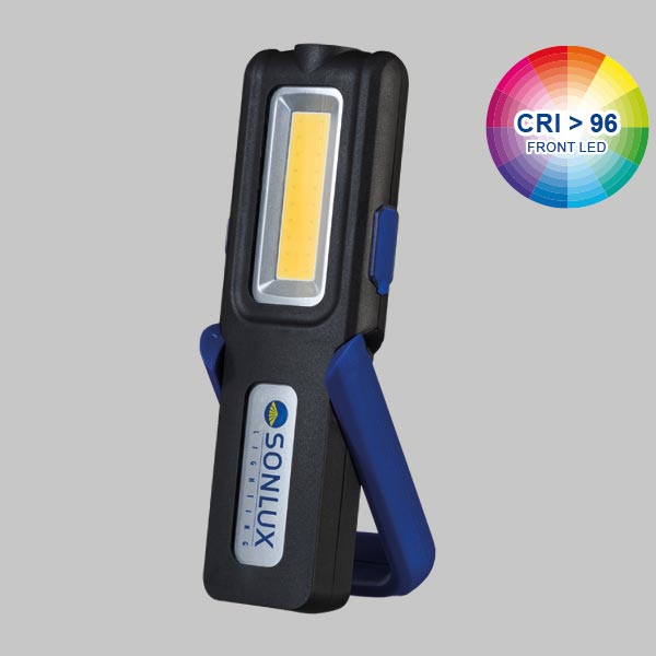 Sonlux Work light ACHILLES MC Maxi, battery hand luminaire with magnetic holder, black / blue, incl. Micro USB charging cable