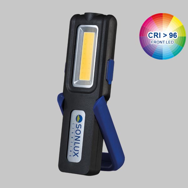 Sonlux Work light ACHILLES MC Maxi, battery hand luminaire with magnetic holder, black / blue, incl. Micro USB charging cable - 74-0028-0006