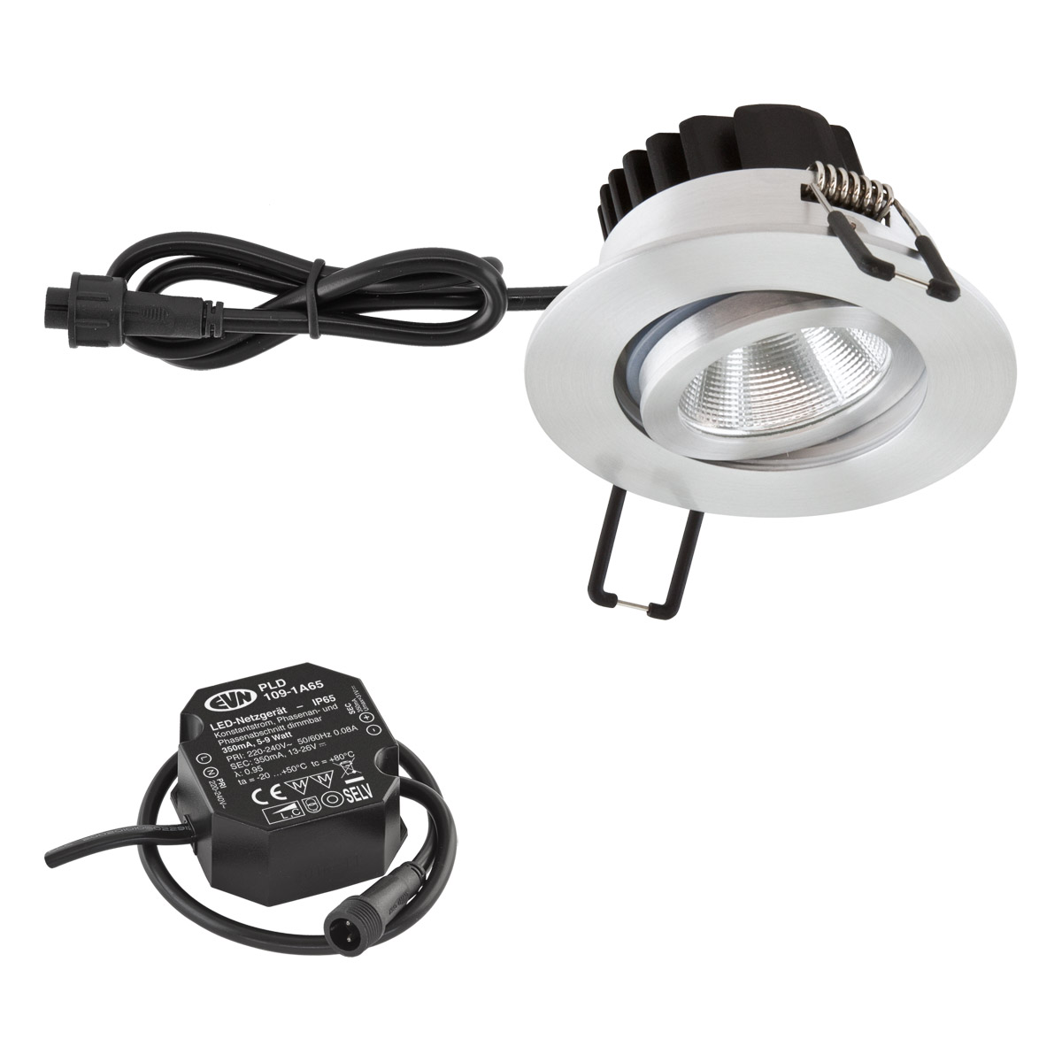 EVN Lichttechnik P-LED Einbauleuchte 230V 3000K alu/pol PC650N91402