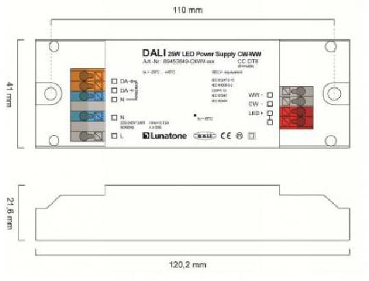 Lunatone Stromversorgung DALI 15W 350ma LED CW-WW