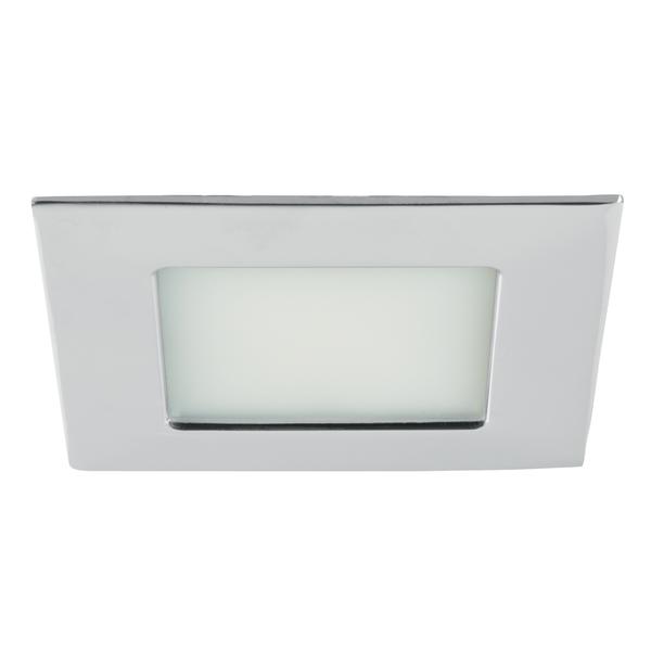 Brumberg recessed LED downlight, IP44, chrome, square - 12128023