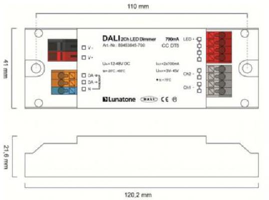 Lunatone Light Management LED-Dimmer DALI 2Ch CC 1000mA