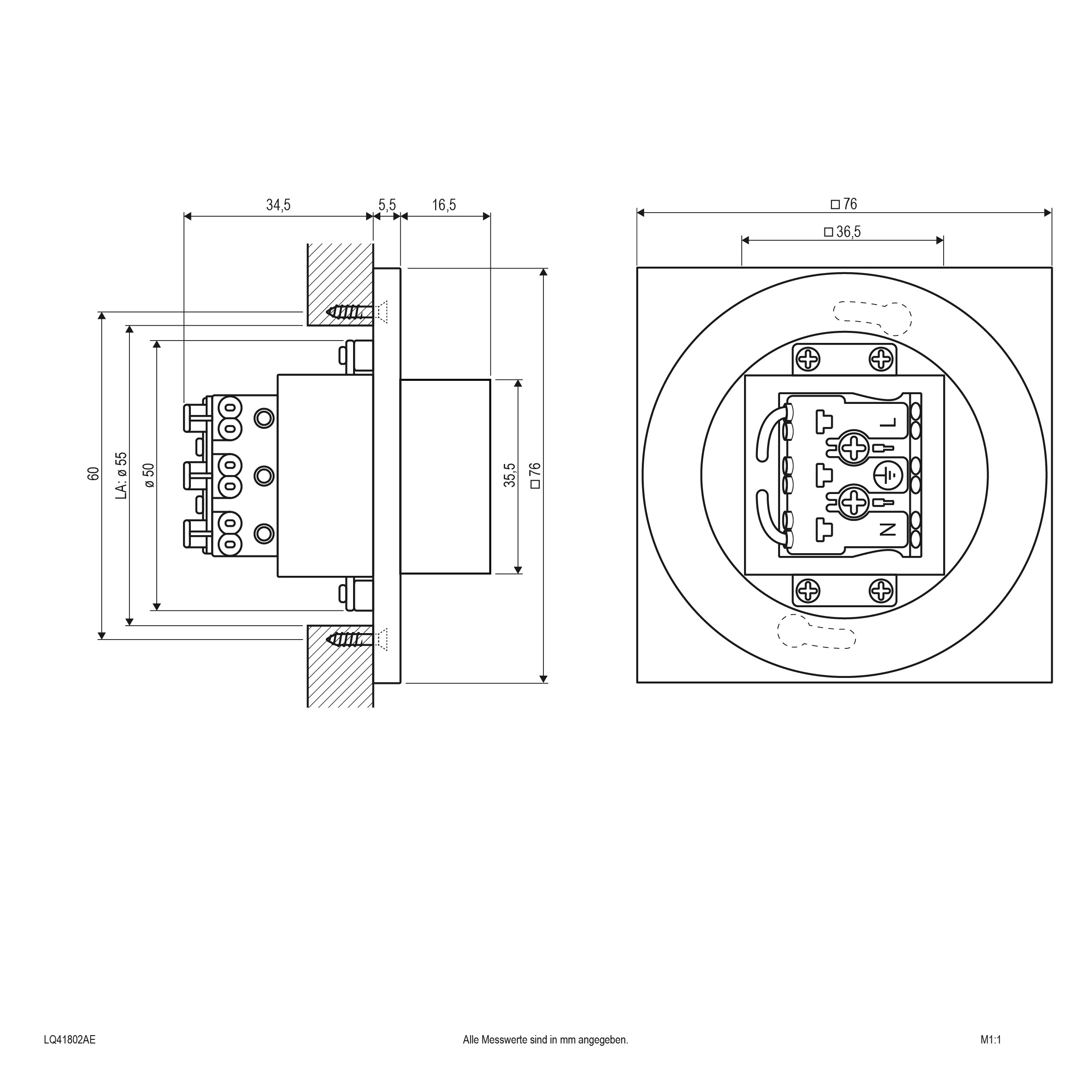 EVN Lichttechnik LED-Wandeinbauleuchte 3000K IP44 anth LQ41802AE