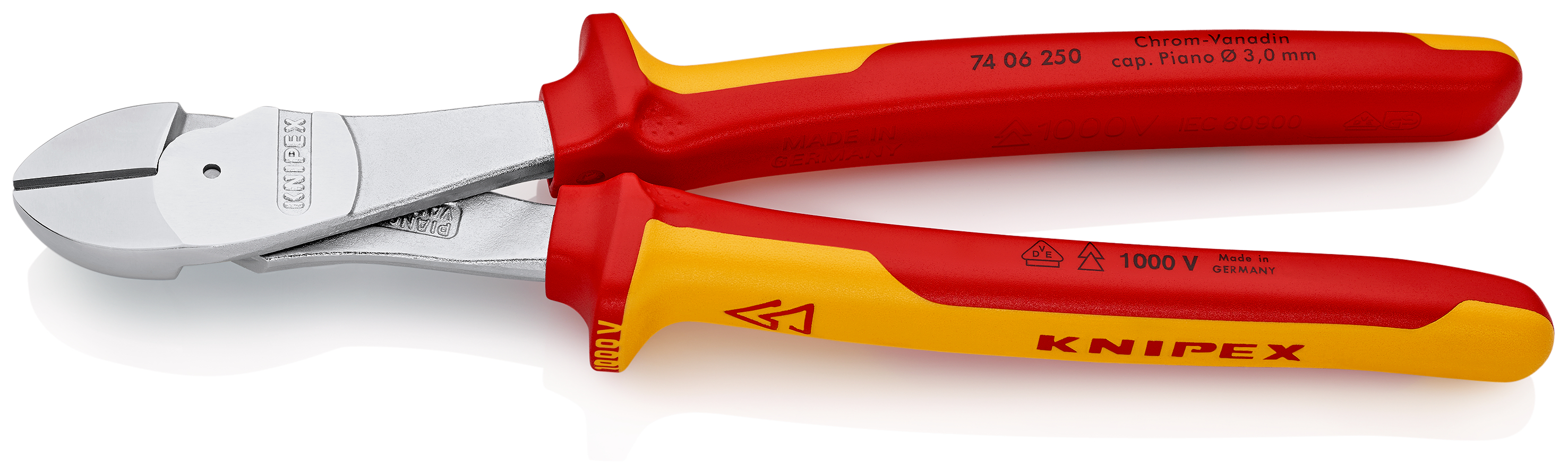 Knipex-Werk Kraft-Seitenschneider isoliert, 250mm 74 06 250