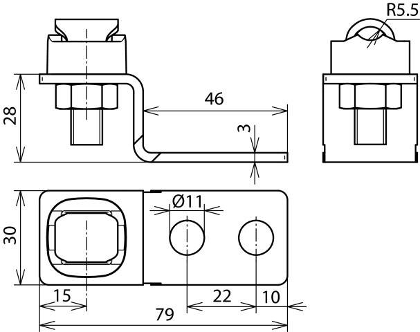DEHN Endstück Z-Form St/tZn m. 3 Bohr. D11mm ESZF2XB11KSV710STTZN - 363010