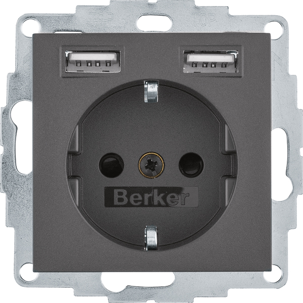 Berker Steckdose SCHUKO/USB B.3, anthrazit mt. 48031606