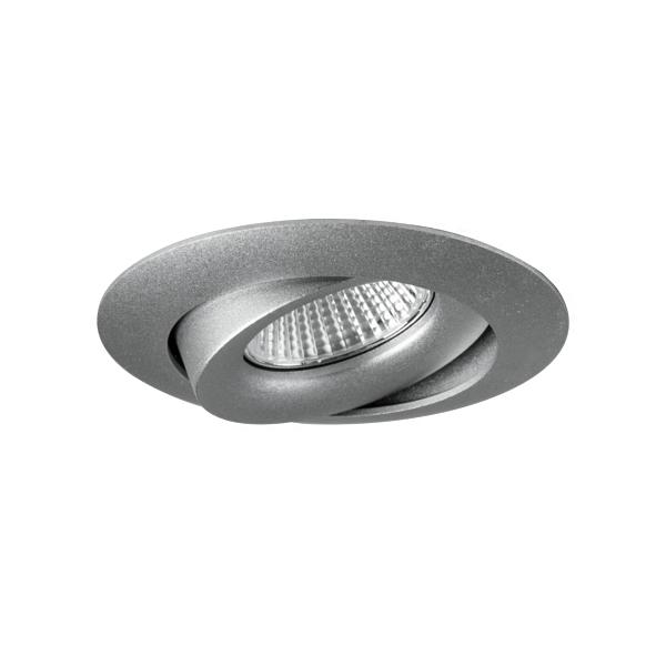 Brumberg recessed LED spotlight, textured silver, round - 12383683