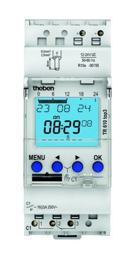 Theben Dig. Zeitschaltuhr 12-24 V Astroprogr., 1 Kanal TR 610 top3 12-24V - 6104130