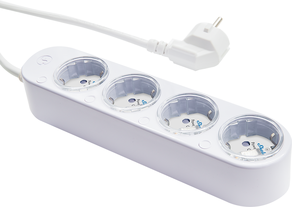 Shelly Plug & Play Power Strip 4 Gen4 Smarte Steckdosenleiste 4x 12A Messfunktion WLAN Zigbee Matter BT weiß