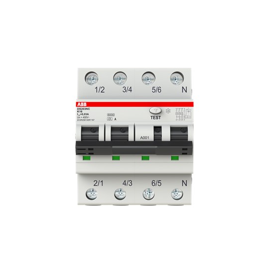 ABB Stotz S&J FI/LS-Schalter 6kA,3P+N,TypA,B6 DS203NCA-K16/0,03