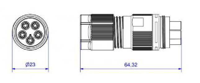 Adels Contact IP68 Round plug socket 5-pole AC 169 RBU/5  - 18891