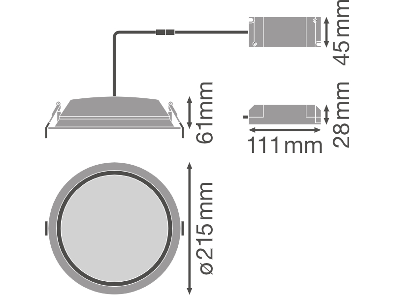 Ledvance LED downlight DOWNLIGHT ALU 200 25 W 3000 K IP44/IP20 WT - 4058075091498