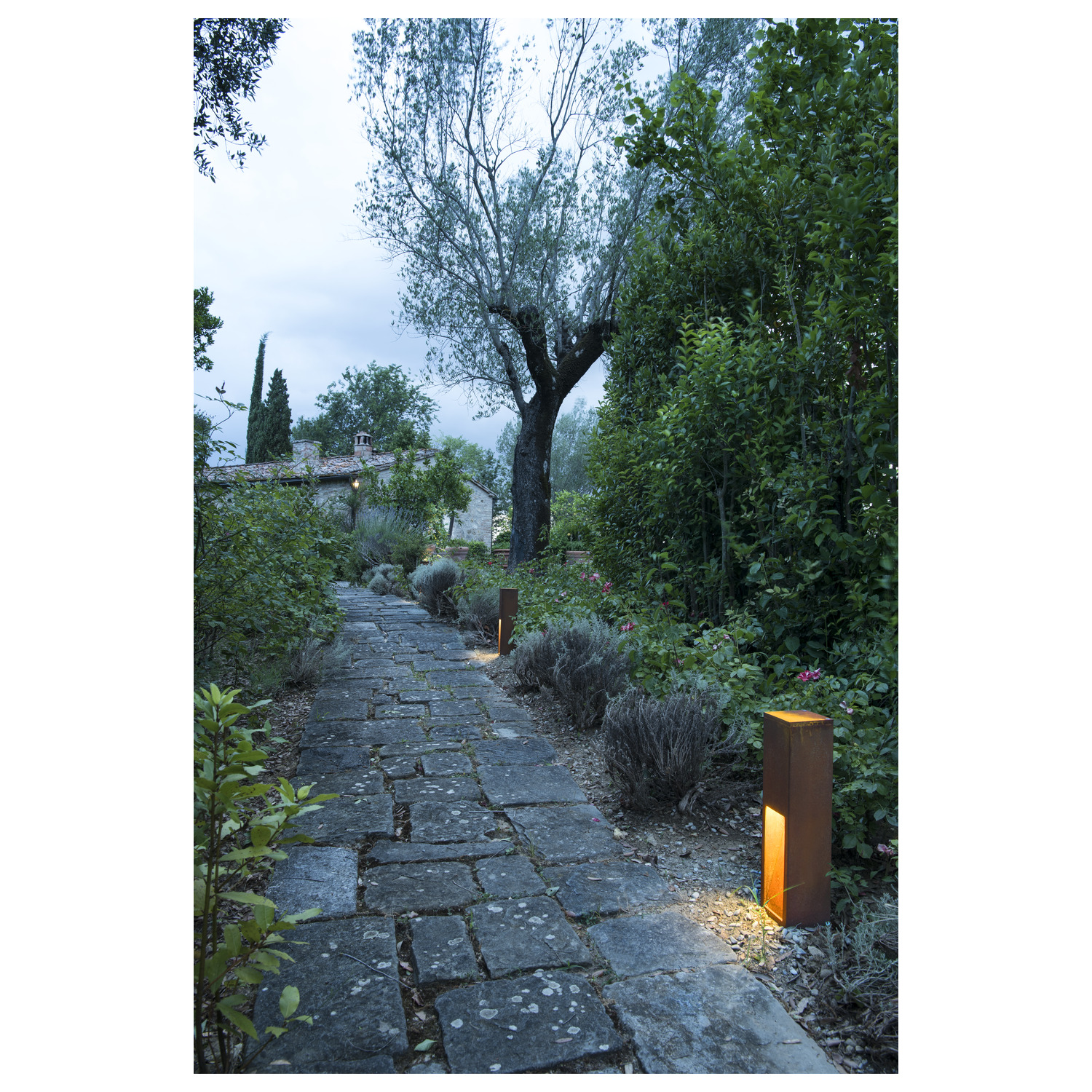 SLV RUSTY® SLOT 50, Outdoor Standleuchte, LED, 3000K, stahl gerostet, L/B/H 12/12/50 cm - 233447