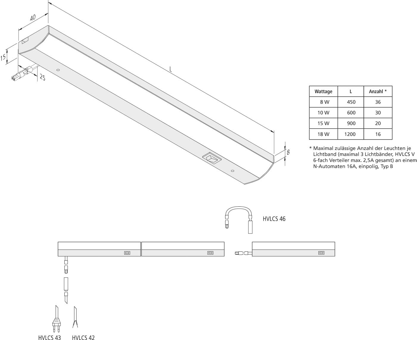 Hera LED-Unterbauleuchte ModuLite F450mm nw 20202580103