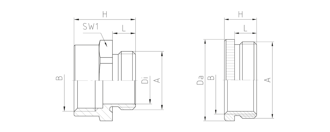 Jacob MS-Übergangsstück PG36/M50 - PG36M50