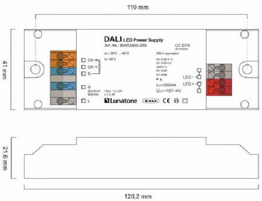 Lunatone Stromversorgung 700mA DALI LED CC DT6
