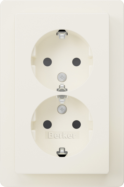 Berker Doppelsteckdose SCHUKO Q.1 polarweiß samt 47596089