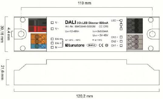 Lunatone LED-Dimmer DALI 3Ch CC 350mA GM