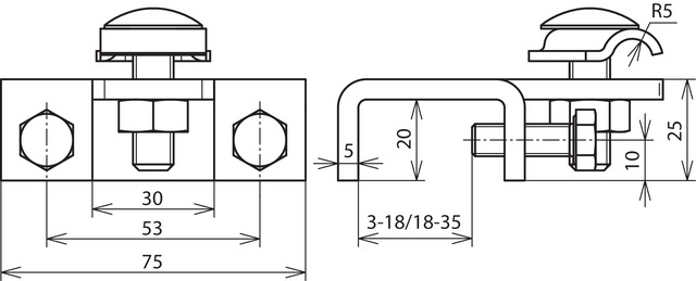 DEHN Anschlussklemme St/tZn waag. f.Profile 3-18 AK610KBWKBF318STTZN - 372210