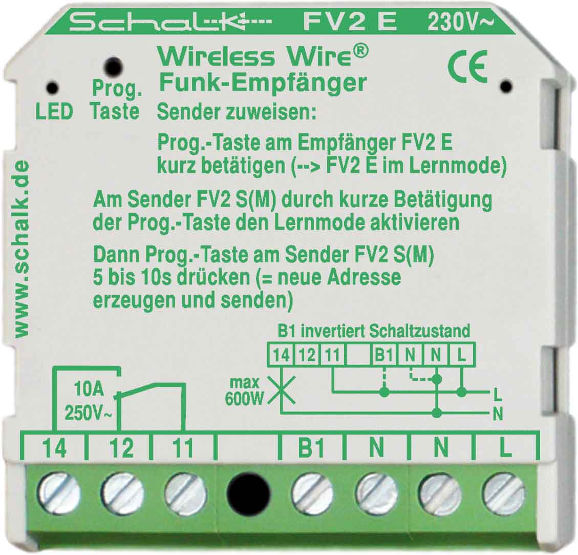 Schalk Funk-Empfänger 10A 230V AC(UP) FV2 E - FV2E09 Schalk Funk-Empfänger 10A 230V AC(UP) FV2 E - FV2E09