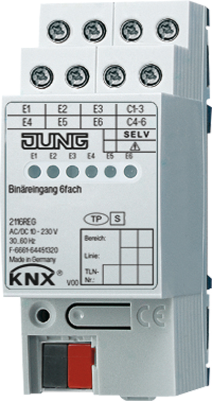 Jung Binäreingang 6-fach REG AC/DC 2TE 2116