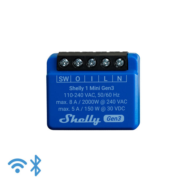 Shelly Unterputz 1 Mini Gen. 3 Relais max 8A 1 Kanal WLAN BT