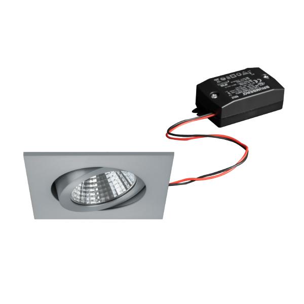 Brumberg recessed LED spotlightset, switchable, matt aluminum, square - 38364253