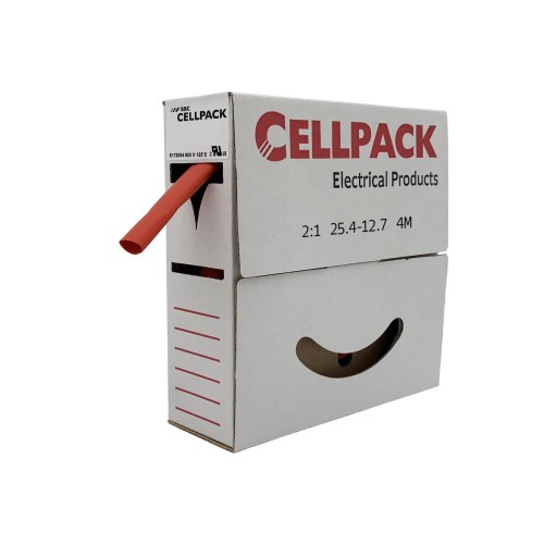 Cellpack Schrumpfschlauch in Abrollbox 4m SB/25.4-12.7/rot/4m - 127094