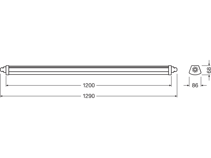 Ledvance LED-Feuchtraumleuchte DAMP PROOF COMPACT IP66 1200 44 W 6500K IP66 GR - 4058075210066