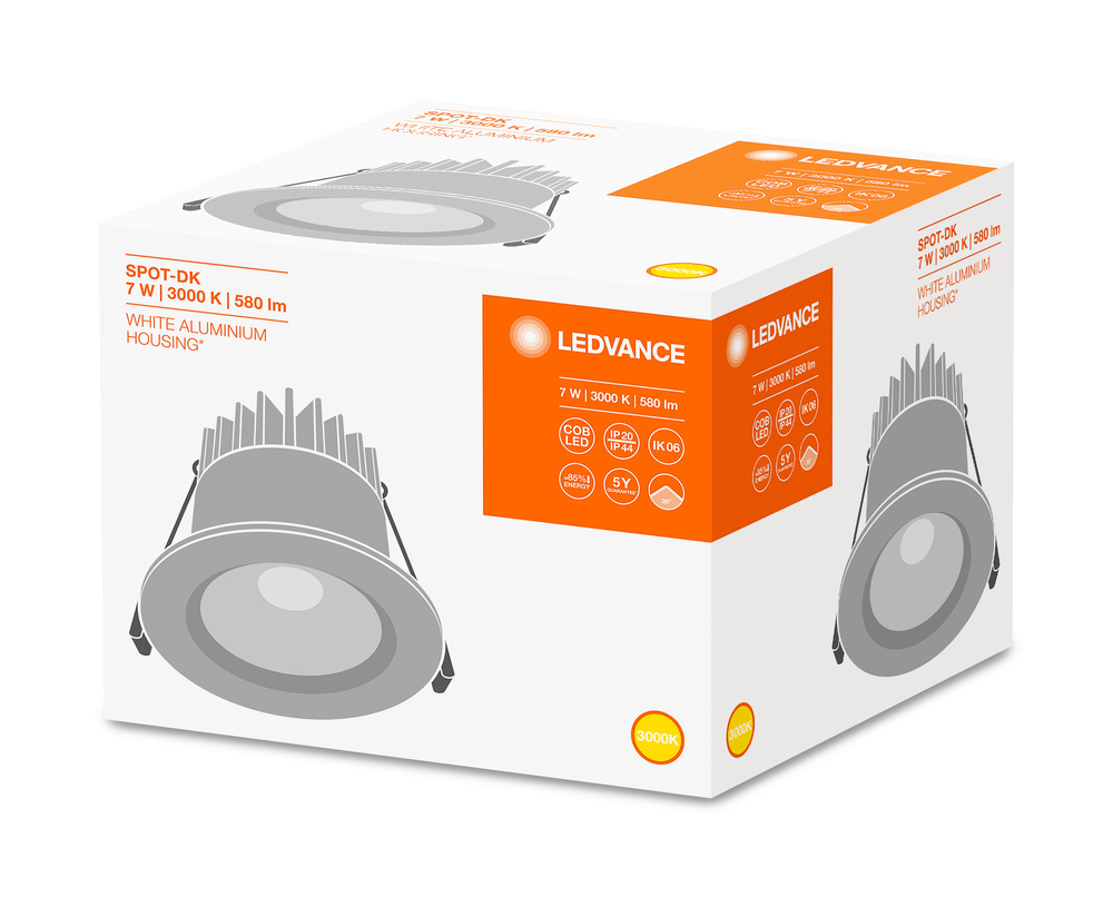 Ledvance LED spotlight SPOT DARKLIGHT 7 W 3000 K IP44/IP20 WT