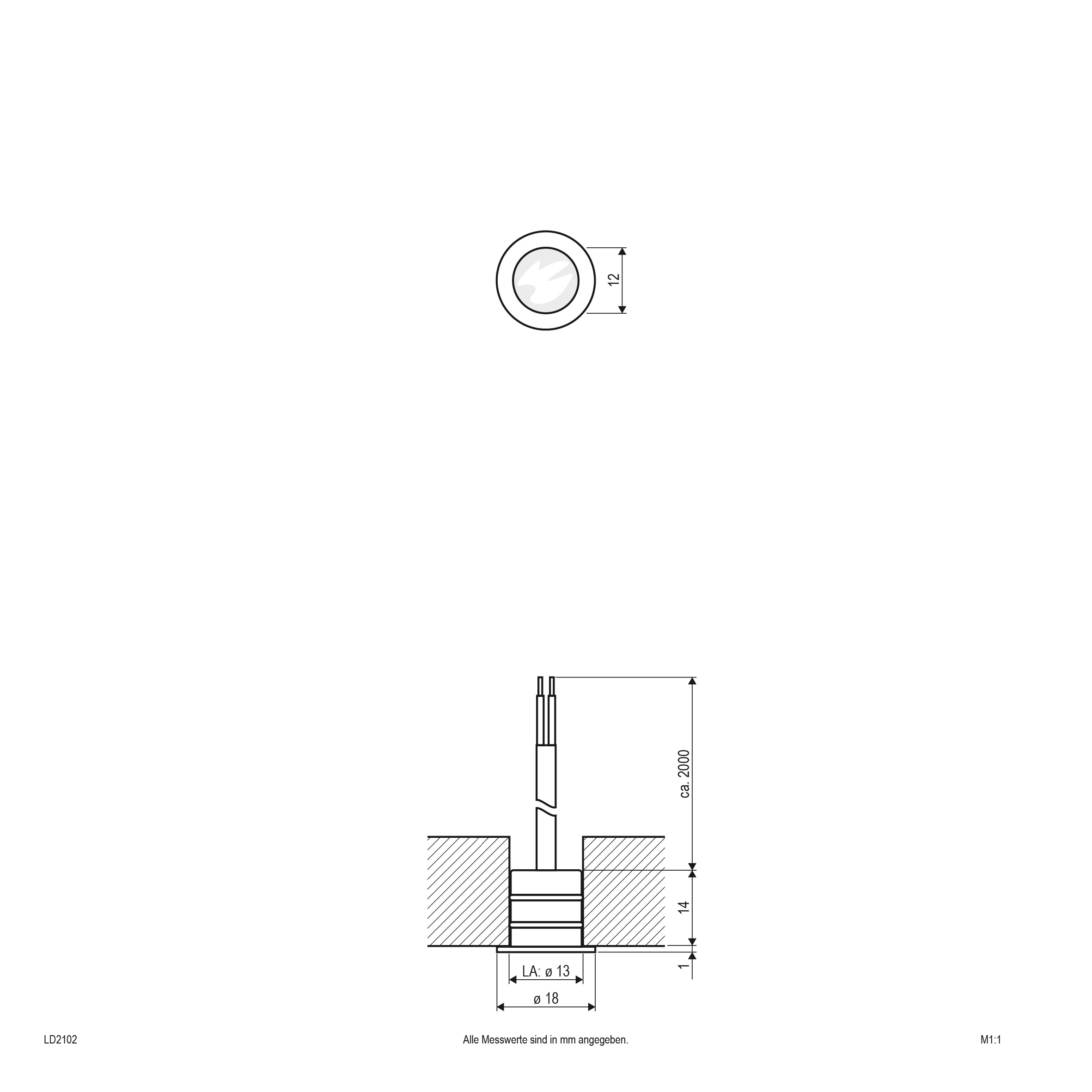 EVN Lichttechnik LED EB-Lichtpunkt 0,2W warmweiß LD2 102