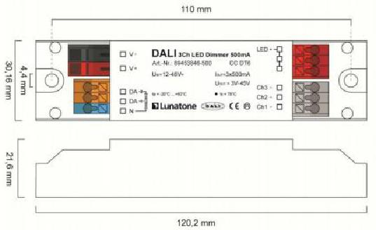 Lunatone LED-Dimmer DALI 3Ch CC 500mA gem+ 89453846-500