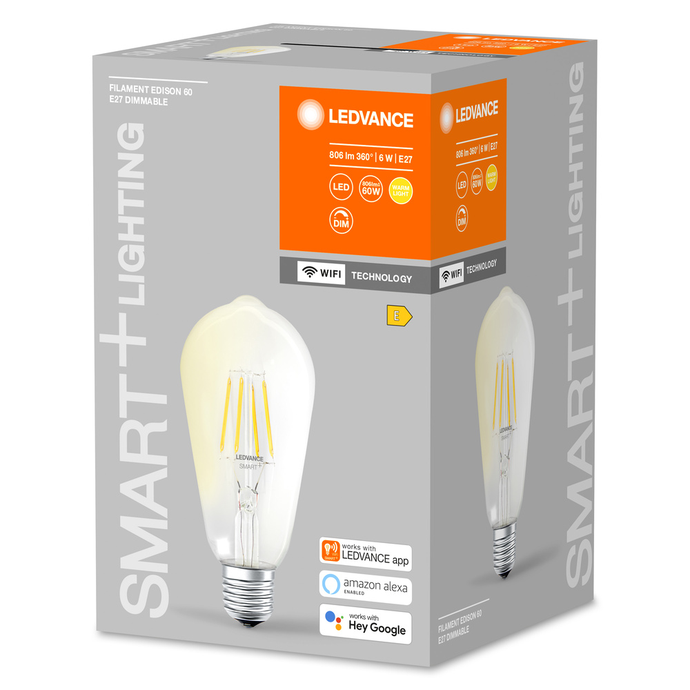 Ledvance LED-Leuchtmittel SMART+ WiFi Filament Edison Dimmable 60 5,5W E27