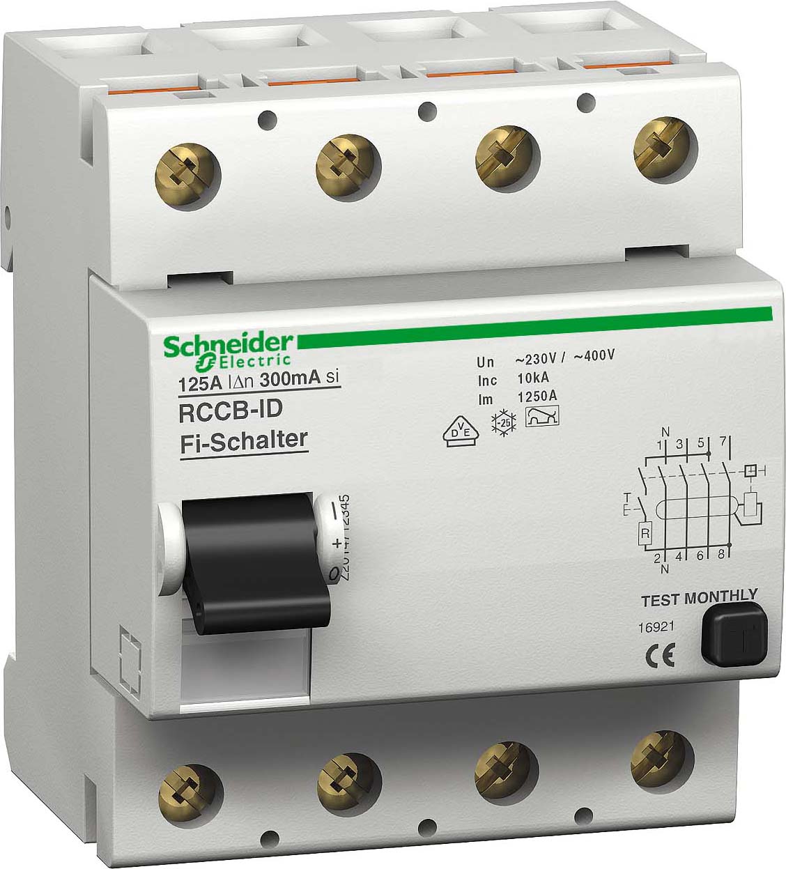 Schneider Electric FI-Schalter 4P 63A 500mA Typ A A9Z26463