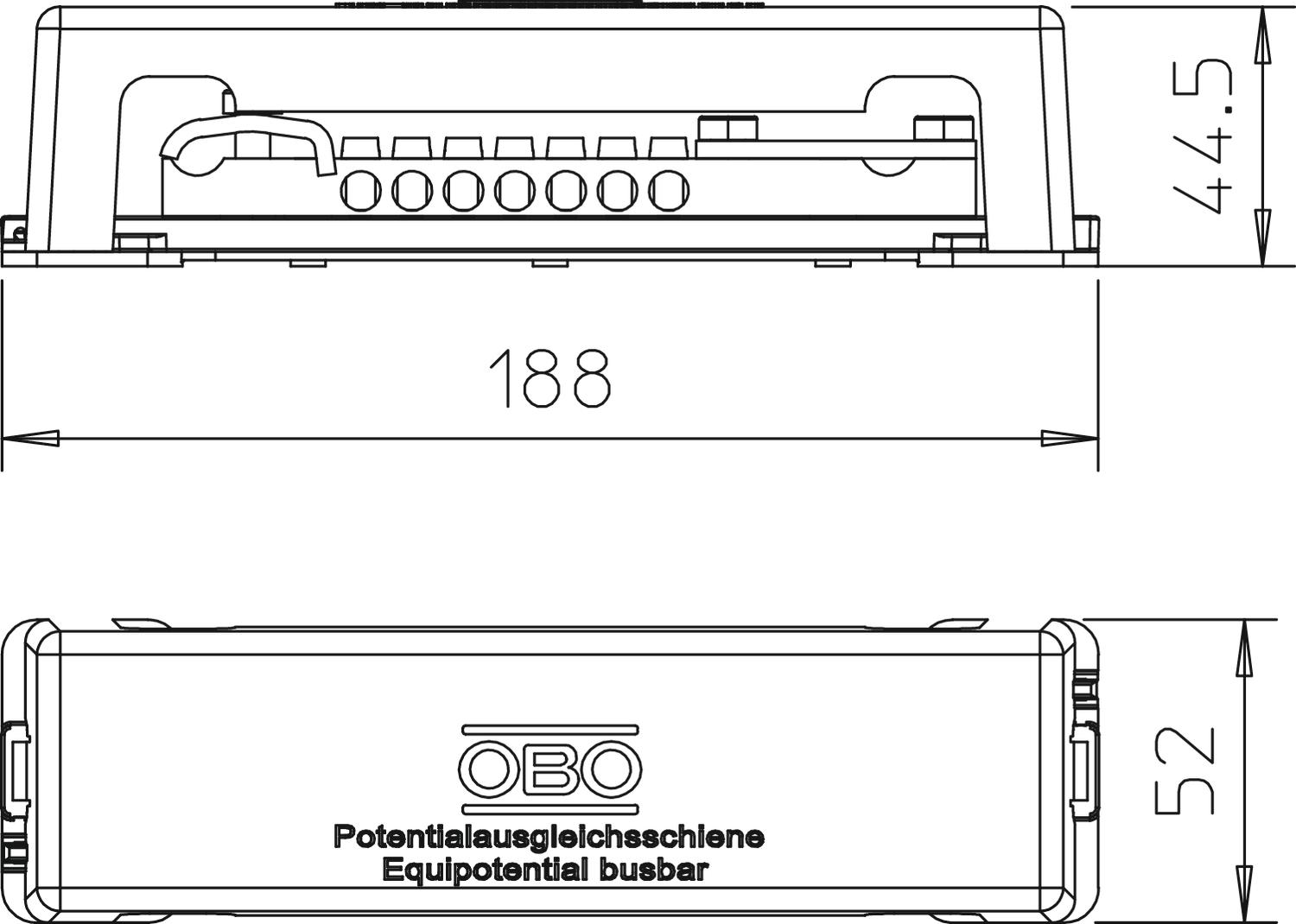 OBO Bettermann Vertr Potentialausgleichsschiene 188mm, CuZn, weiß 1809 NR - 5015075