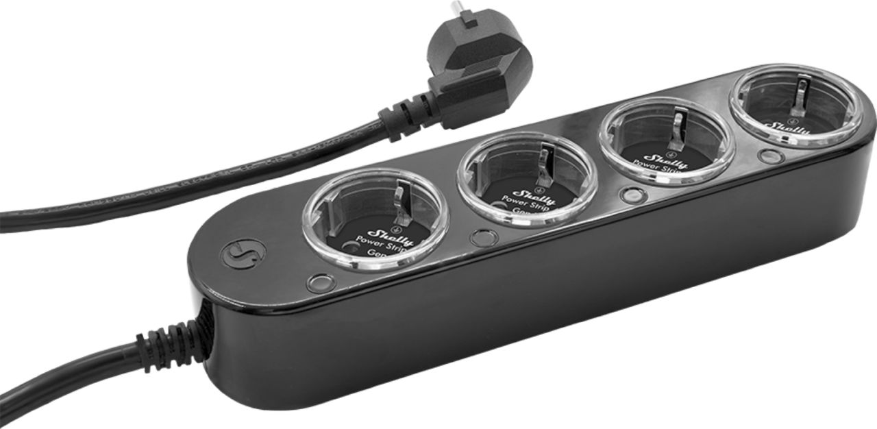 Shelly Plug & Play Power Strip 4 Gen4 Smarte Steckdosenleiste 4x 12A Messfunktion WLAN Zigbee Matter BT schwarz