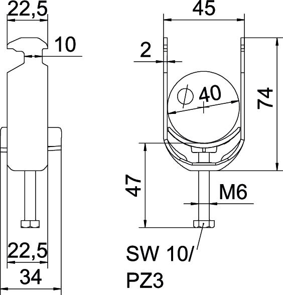 OBO Bettermann Vertr Bügelschelle 34-40mm BS-H1-K-40 A2 - 1186336