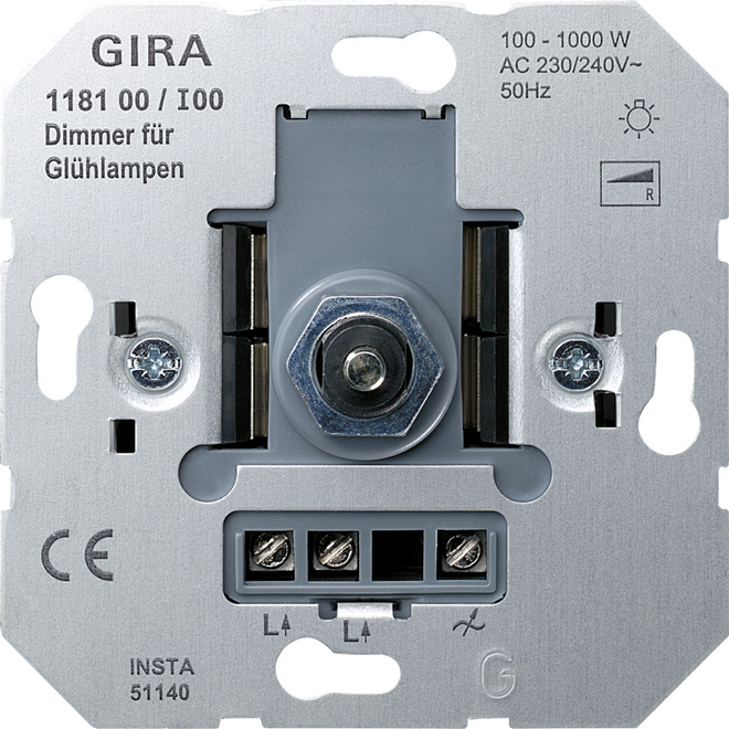 Gira Dimmer-Einsatz 100-1000W 118100 Gira Dimmer-Einsatz 100-1000W 118100