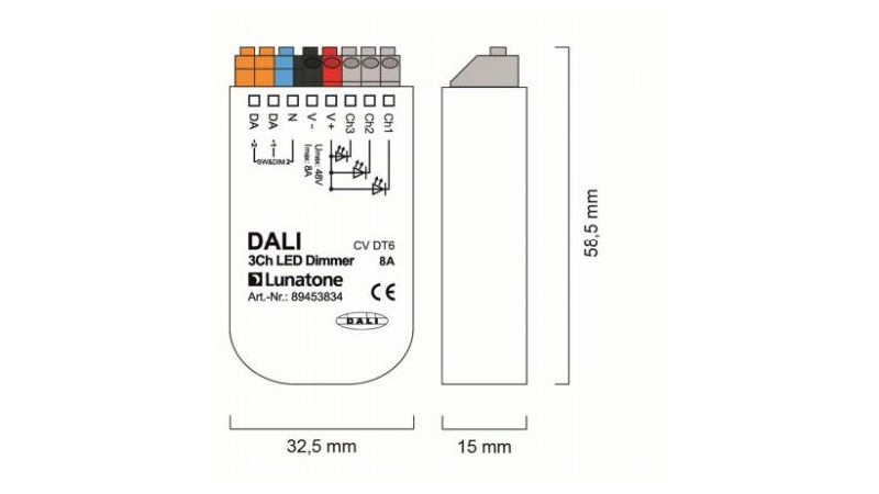 Lunatone Light Management LED-Dimmer DALI 3Ch LED Dimmer CV 4A