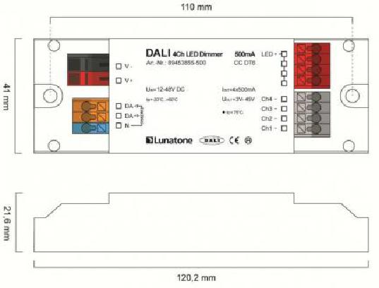 Datasheet Lunatone Light Management LED-Dimmer DALI 4Ch CC 350mA