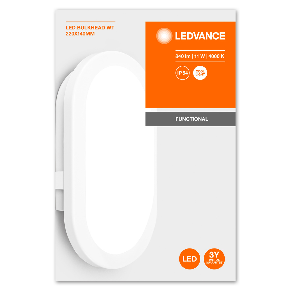 Ledvance LED-Wand- und Deckenleuchte LED BULKHEAD 11 W 4000 K WT