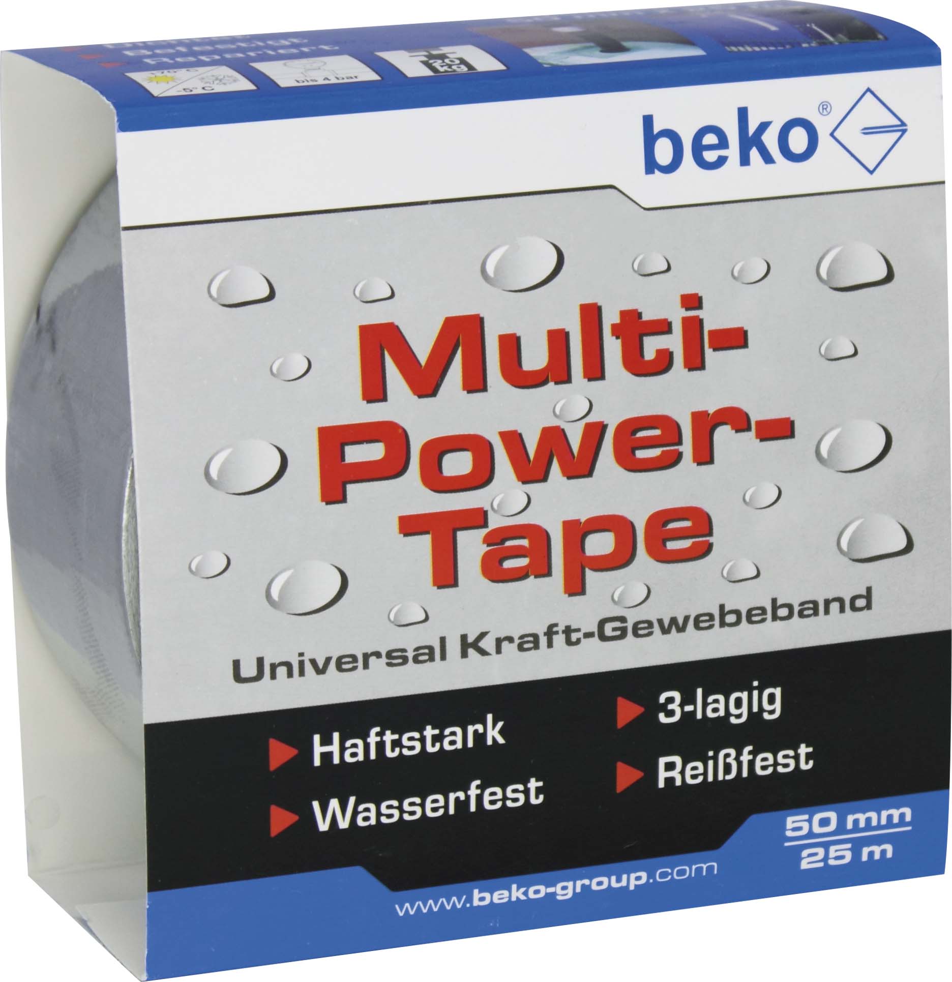 Beko Multi-Power-Tape 50mm x 25m silber 262205251