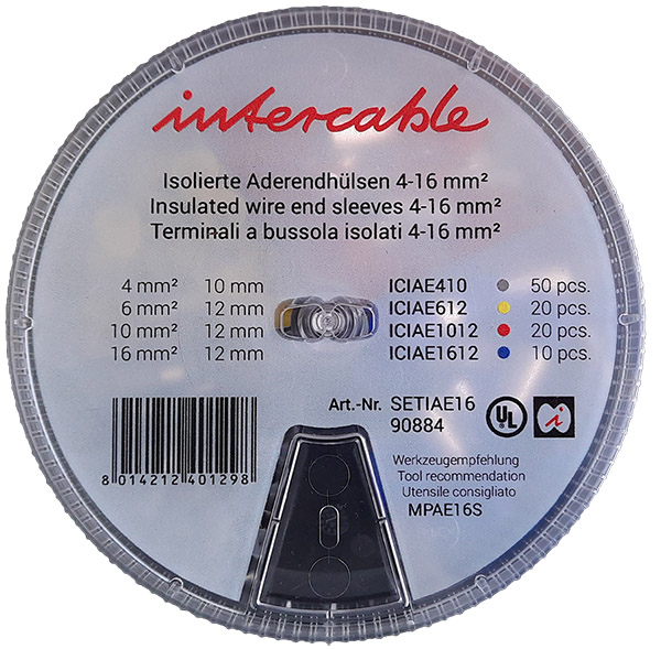 Intercable Tools Streudose Aderendhülsen 4-16qmm isoliert SETIAE16
