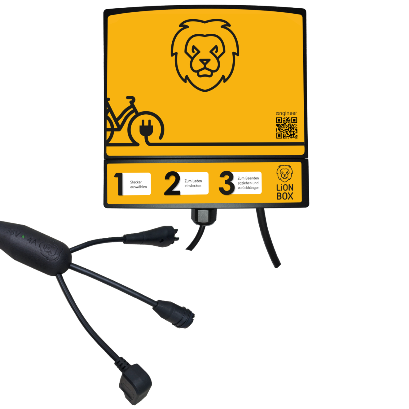 ONgineer LiON box S_BO-RO-SH – raumsparende universelle 36 V E-Bike-Ladestation (Wallbox) - 21105000000000000