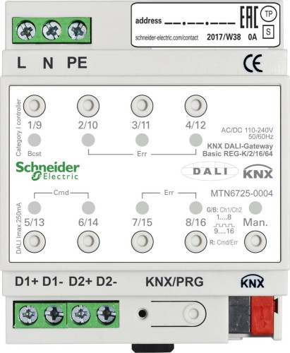 Schneider Electric KNX DALI-Gateway Basic REG-K/2/16/64 2Kanal MTN6725-0004 - MTN6725-0004