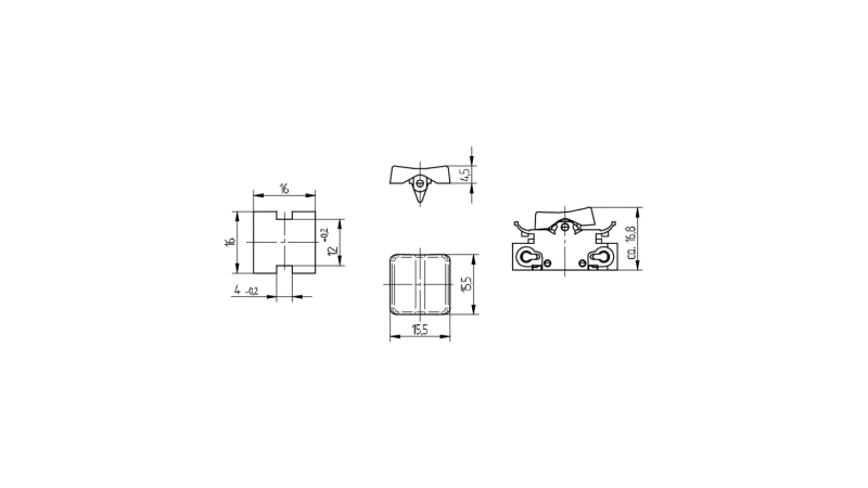 BJB Brown square rocker for switches 43.409